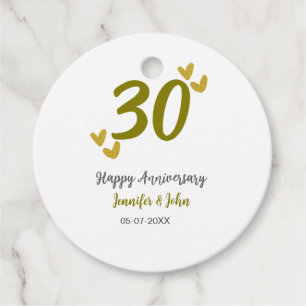 Etiquetas Para Recuerdos 30 años feliz pareja de bodas grises dorados