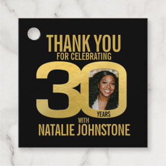Etiquetas Para Recuerdos 30th birthday party photo black and gold