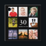 Etiquetas Para Recuerdos 30th birthday photo collage black thank you guy<br><div class="desc">A favor tag for a 30th birthday party for a guy, celebrating his life with a collage of 8 of your own photos. Templates for the age 30 and a date. Date of birth or the date of the party. White letters. Black background. Back: the text: Thank You for Coming!...</div>