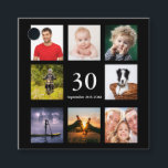 Etiquetas Para Recuerdos 30th birthday photo collage black thank you guy<br><div class="desc">A favor tag for a 30th birthday party for a guy, celebrating his life with a collage of 8 of your own photos. Templates for the age 30 and a date. Date of birth or the date of the party. White letters. Black background. Back: the text: Thank You for Coming!...</div>