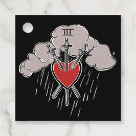 Etiquetas Para Recuerdos 3 de Espadas Amor Corazón Ilustración del Tarot Tr
