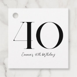 Etiquetas Para Recuerdos 40.º cumpleaños blanco y negro