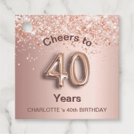 Etiquetas Para Recuerdos 40.º rosa fiesta de cumpleaños polvo purpurina de 