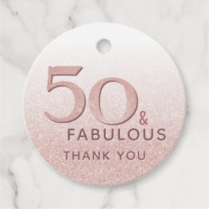 Etiquetas Para Recuerdos 50 y fabuloso Rosa de cumpleaños elegante de oro