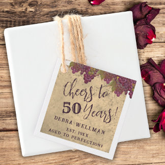 Etiquetas Para Recuerdos 50th Birthday Elegant Wine Themed Thank You