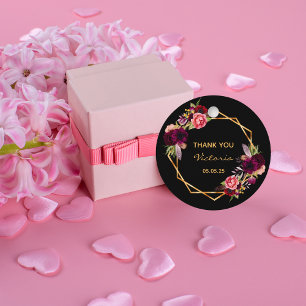 Etiquetas Para Recuerdos 60.ª festividad de oro floral negro nombre burgund