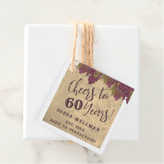 Etiquetas Para Recuerdos 60.º cumpleaños Elegante tema de vino Gracias