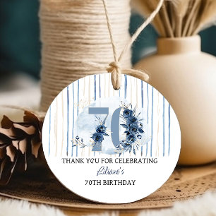 Etiquetas Para Recuerdos 70.º Nacimiento Número Floral Fiesta Azul Costero