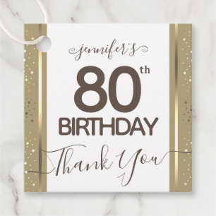 Etiquetas Para Recuerdos 80.º cumpleaños Gracias a la elegancia de oro de l
