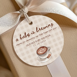 Etiquetas Para Recuerdos A Baby is Brewing Gingham Coffee Baby Shower Gift