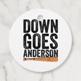 ETIQUETAS PARA RECUERDOS ABAJO VA ANDERSON REGALO DE BÉISBOL DIVERTIDO ANDE