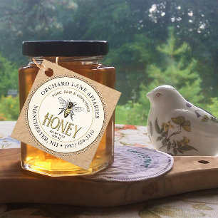 Etiquetas Para Recuerdos Abeja reina en Kraft Honey Jar Neck tag
