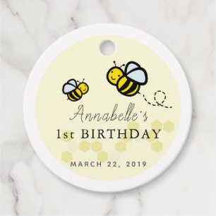 Etiquetas Para Recuerdos Abejas de miel / burbujas y margarita primer cumpl