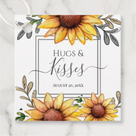 Etiquetas Para Recuerdos Abrazos y besos de Baby Shower girasol acuarela