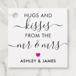 Etiquetas Para Recuerdos Abrazos y besos del Sr. y la Sra. Tag, Fuchsia