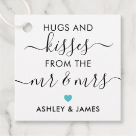 Etiquetas Para Recuerdos Abrazos y besos del Sr. y la Sra. Tag, Turquoise
