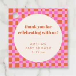 Etiquetas Para Recuerdos Abstract Checker Pink Custom Baby Shower Thank