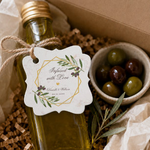 Etiquetas Para Recuerdos Aceite de Oliva Infundido con Amor Boda Gold & Fol