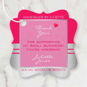 Etiquetas Para Recuerdos Acondicionamiento de color rosa y plata lindo