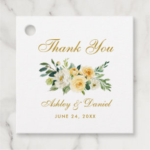 Etiquetas Para Recuerdos Acuarela Amarillo Floral Gold Boda Gracias