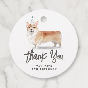 Etiquetas Para Recuerdos Acuarela Corgi Dog Cumpleaños Gracias