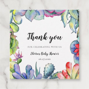Etiquetas Para Recuerdos Acuarela de cactus suculento para baby shower