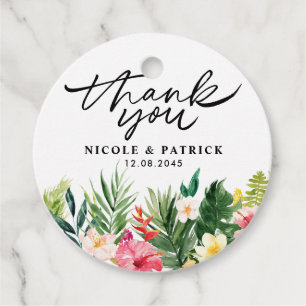 Etiquetas Para Recuerdos Acuarela Flores Tropicales Boda Gracias