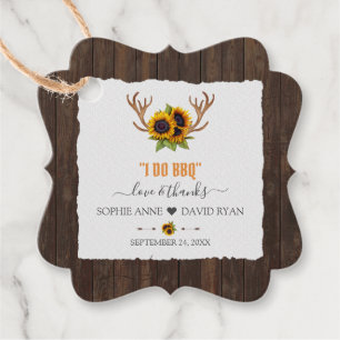 Etiquetas Para Recuerdos Acuarela moderna girasoles Antlers Madera I DO BBQ
