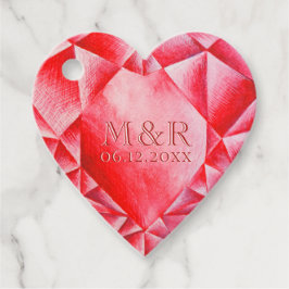 Etiquetas Para Recuerdos Acuarela Ruby Heart 40° Aniversario del Boda