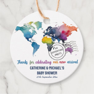 Etiquetas Para Recuerdos Adventure Awath World Map Travel Baby Shower