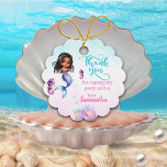 Etiquetas Para Recuerdos Afro mermaid Birthday Party - Under the Sea Splish<br><div class="desc">Add a special touch to your table with these Afro mermaid favor tags, accompanied by a cute turquoise octopus and colorful sea creatures; they are the perfect combination of magic and fantasy. Ideal for a "Let's Be Mermaids" birthday party, a tropical ocean-themed party, an Under the Sea Mermaid birthday, a...</div>