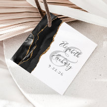 Agate Geode Script Black Gold Boda