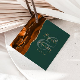 Etiquetas Para Recuerdos Agate Geode Script Rust Gold Dark Green Boda