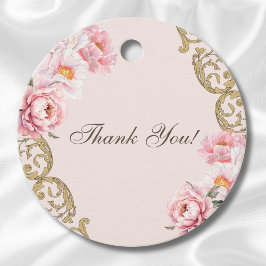 Etiquetas Para Recuerdos Agradecimiento a la ducha de novias rosada rococo