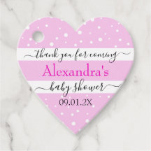 Agradecimiento de Baby Shower de Bebé Rosa y Blanc