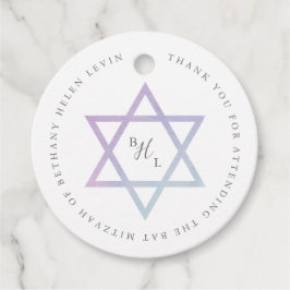 Etiquetas Para Recuerdos Agradecimiento de Bat Mitzvah con Monograma de Acu