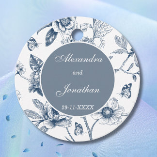 Etiquetas Para Recuerdos Agradecimiento de boda cristiana Chinoiserie azul