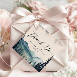 Etiquetas Para Recuerdos Agradecimiento de Boda de Montaña con Pino en Acua