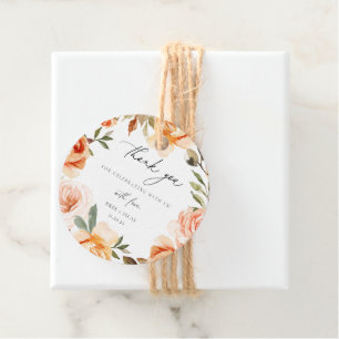 Etiquetas Para Recuerdos Agradecimiento de boda floral otoñal terroso