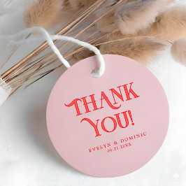Etiquetas Para Recuerdos Agradecimiento de Boda Retro Moderno Rosa y Rojo