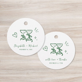 Etiquetas Para Recuerdos Agradecimiento de Boda Verde Dibujado a Mano Capri