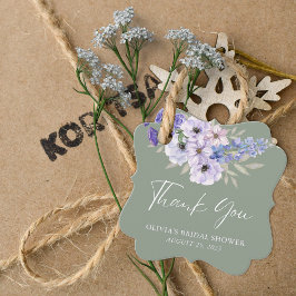 Etiquetas Para Recuerdos Agradecimiento de Desayuno Nupcial con Flores en V