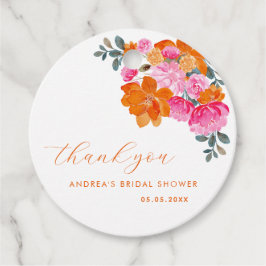 Etiquetas Para Recuerdos Agradecimiento de Desayuno Nupcial Floral Vibrante