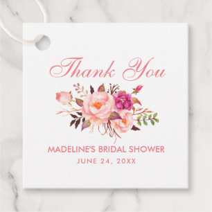 Etiquetas Para Recuerdos Agradecimiento de Despedida de Soltera Floral Rosa