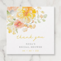 Agradecimiento de la ducha nupcial floral amarillo