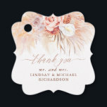 Etiquetas Para Recuerdos Agradecimiento Floral de Terracota y Pasto de Pamp<br><div class="desc">Etiquetas de Favor de Boda Exóticas de Pasto de Pampa y Flores de Terracota</div>