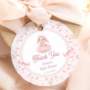Etiquetas Para Recuerdos Agradecimiento para Baby Shower Little Bunny Pink
