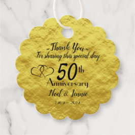 Etiquetas Para Recuerdos Agradecimiento Personalizado de Oro 50 Aniversario