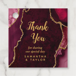 Etiquetas Para Recuerdos Agradecimiento rojo y oro Boda