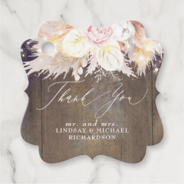 Etiquetas Para Recuerdos Agradecimientos de hierba de Pampas y madera rusa